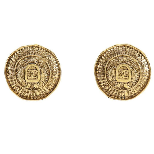 CHANEL Earring Plated Gold gold   COCO Mark