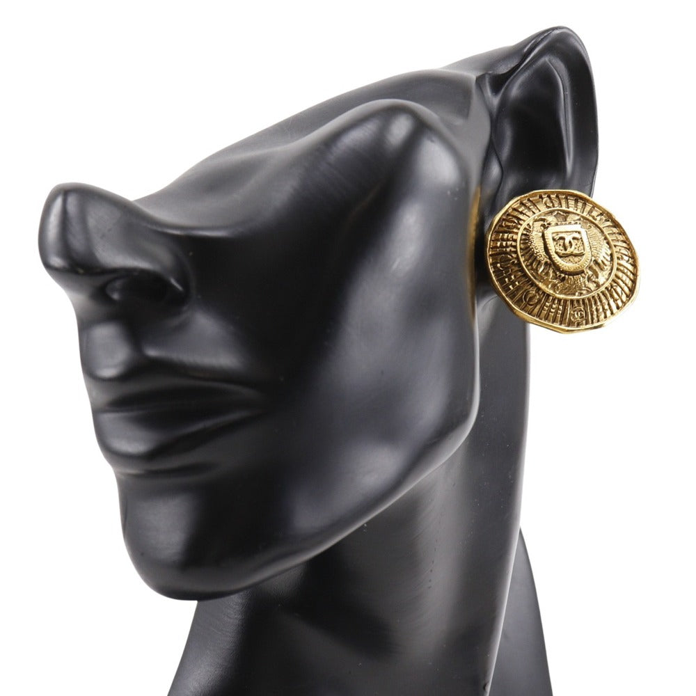 CHANEL Earring Plated Gold gold   COCO Mark
