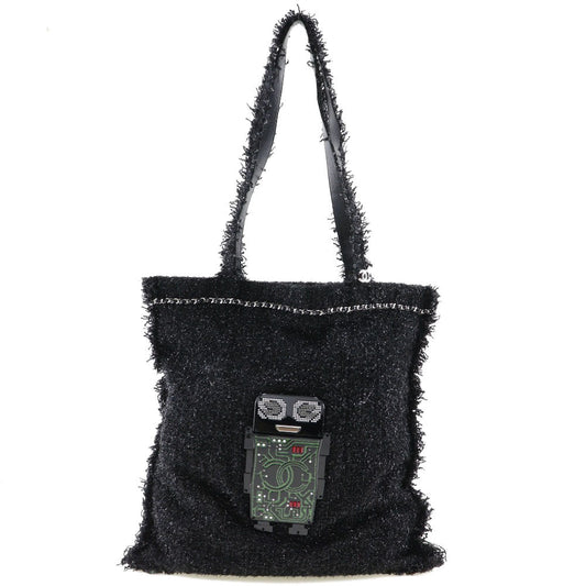 CHANEL Tote Bag A94646 tweed Black/Silver Metal robot COCO Mark unisex(Unisex)
