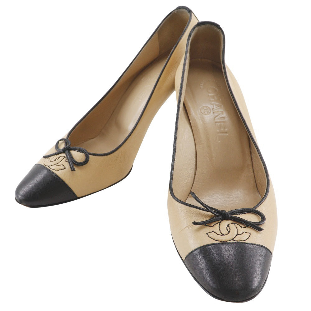 Chanel Coco Mark Ribbon Leather Pumps