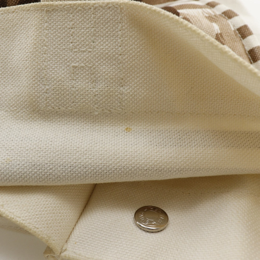 HERMES Tote Bag canvas Brown/Off White Chevault Women(Unisex)  d