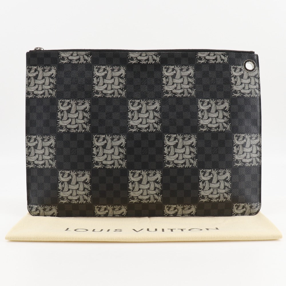 LOUIS VUITTON Clutch bag M61232 Damier Grafitto Canvas black Christopher nemes Pochette Jules GM mens  d
