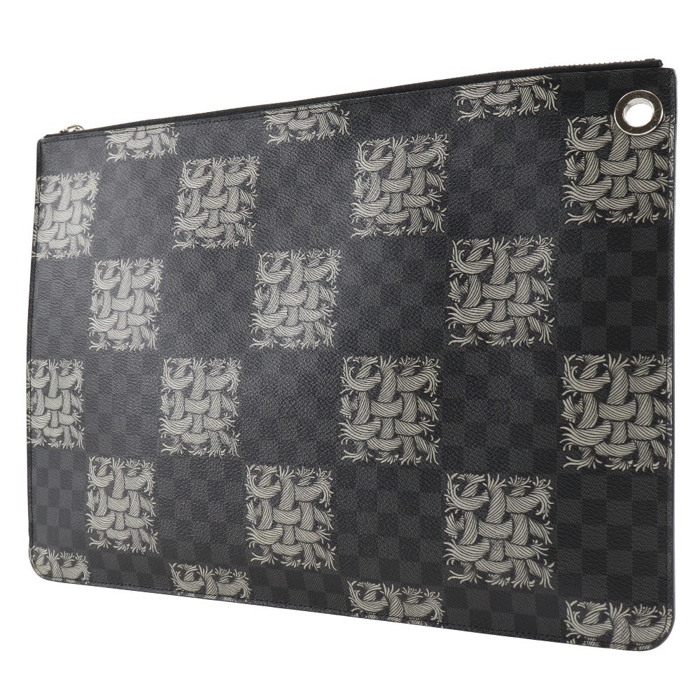 LOUIS VUITTON Clutch bag M61232 Damier Grafitto Canvas black Christopher nemes Pochette Jules GM mens  d