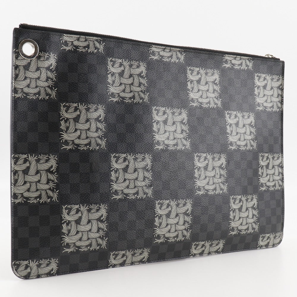 LOUIS VUITTON Clutch bag M61232 Damier Grafitto Canvas black Christopher nemes Pochette Jules GM mens  d