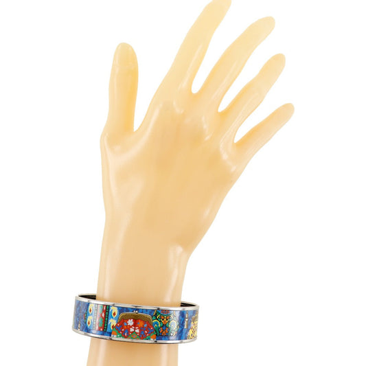 HERMES Bangle metallic Silver / blue cloisonne Emilel GM Women  d