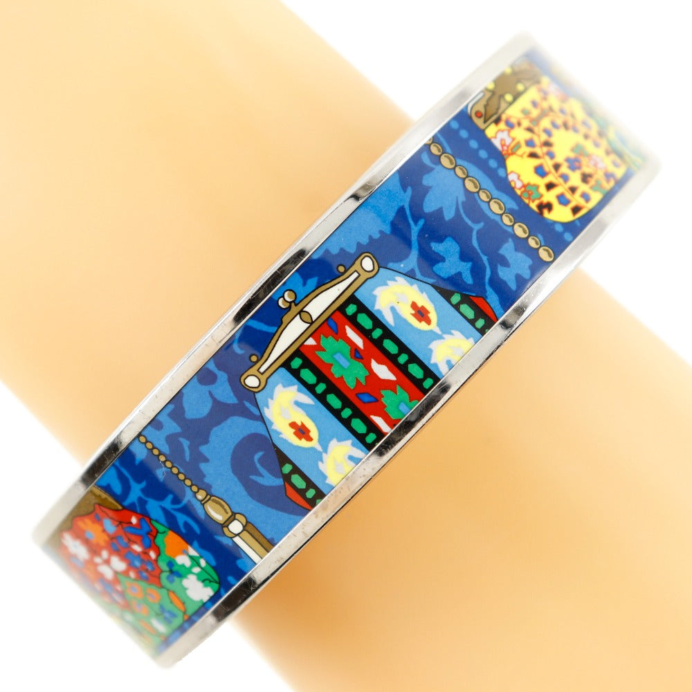 HERMES Bangle metallic Silver / blue cloisonne Emilel GM Women  d