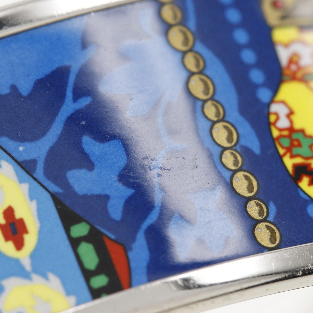 HERMES Bangle metallic Silver / blue cloisonne Emilel GM Women  d