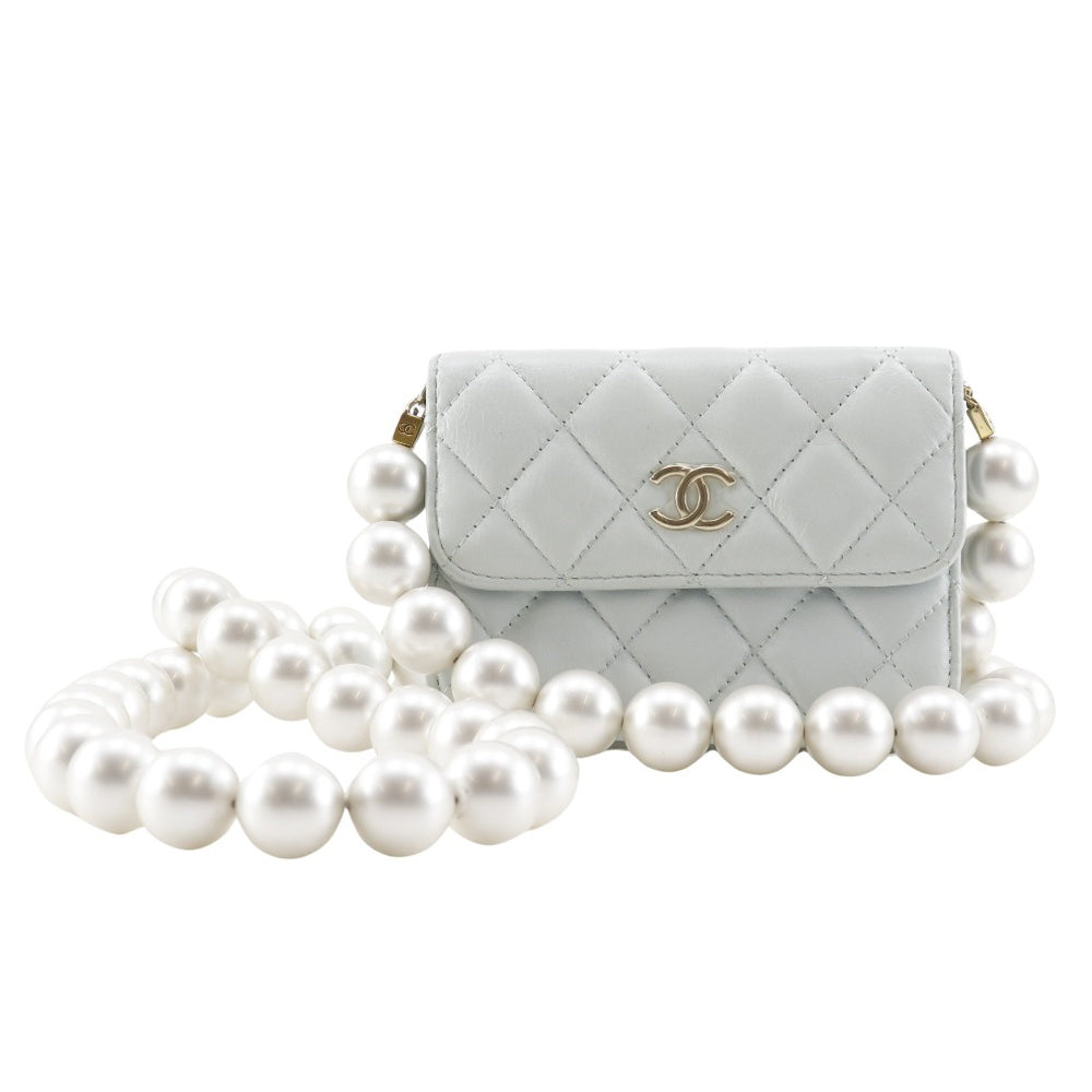 Chanel Pearl Strap Flap Wallet Calfskin Shoulder Bag