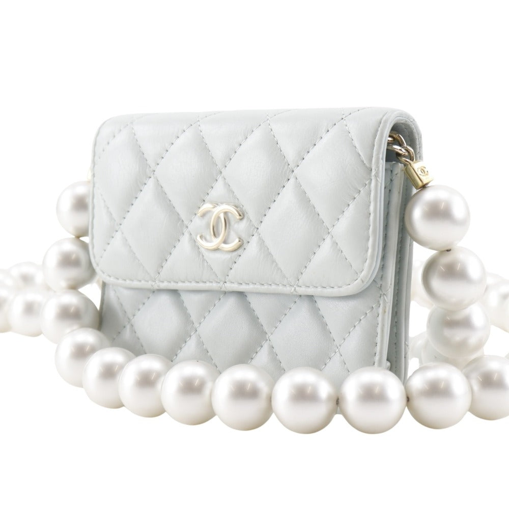 Chanel Pearl Strap Flap Wallet Calfskin Shoulder Bag