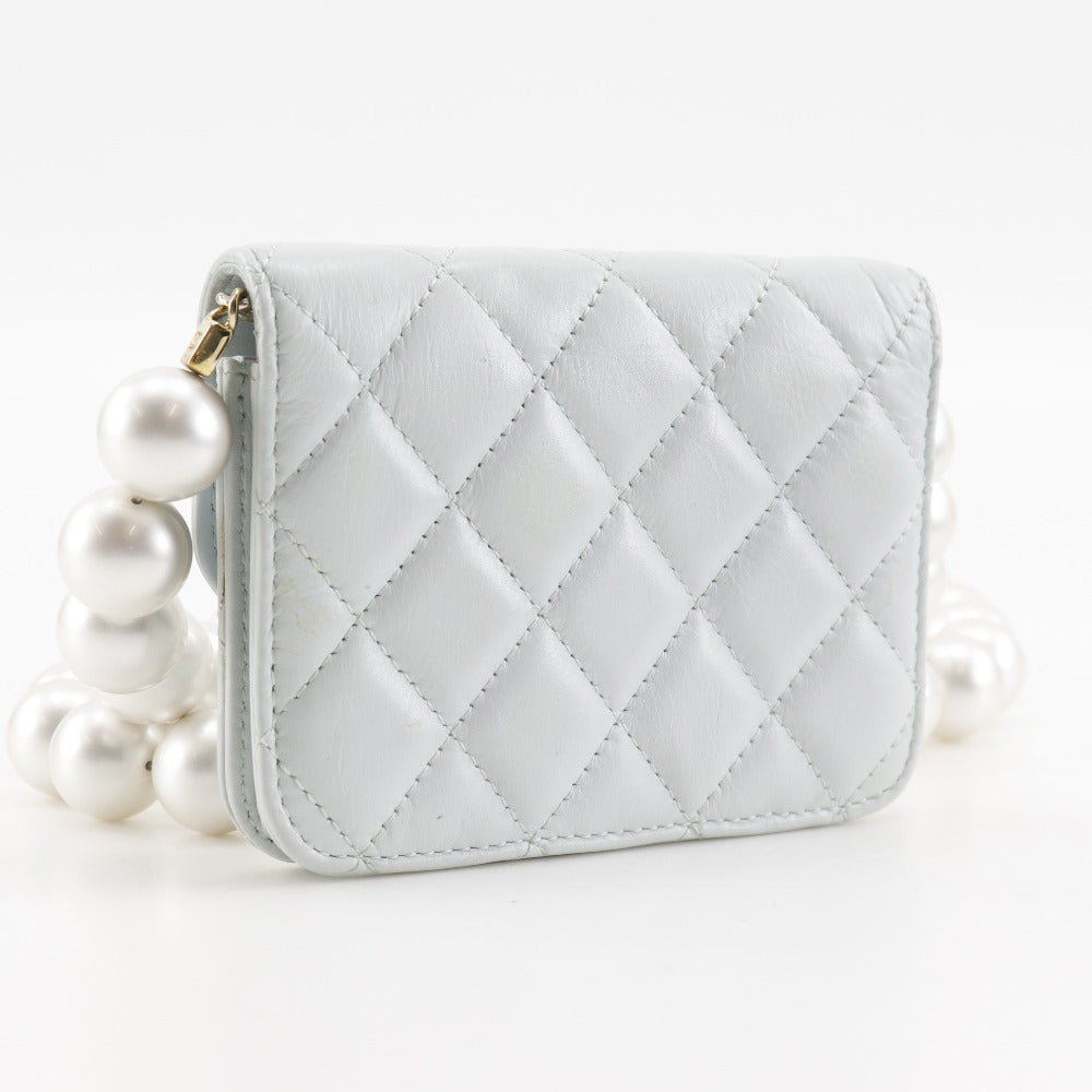 Chanel Pearl Strap Flap Wallet Calfskin Shoulder Bag