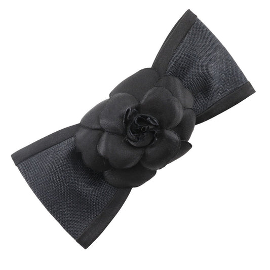 CHANEL Valletta Satin black camellia ribbon