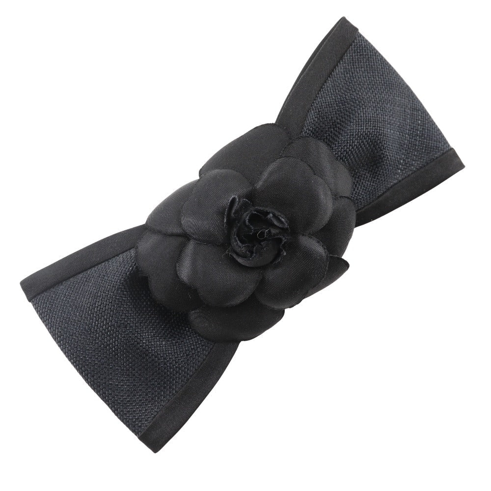 Chanel Camelia Ribbon Satin Barrette