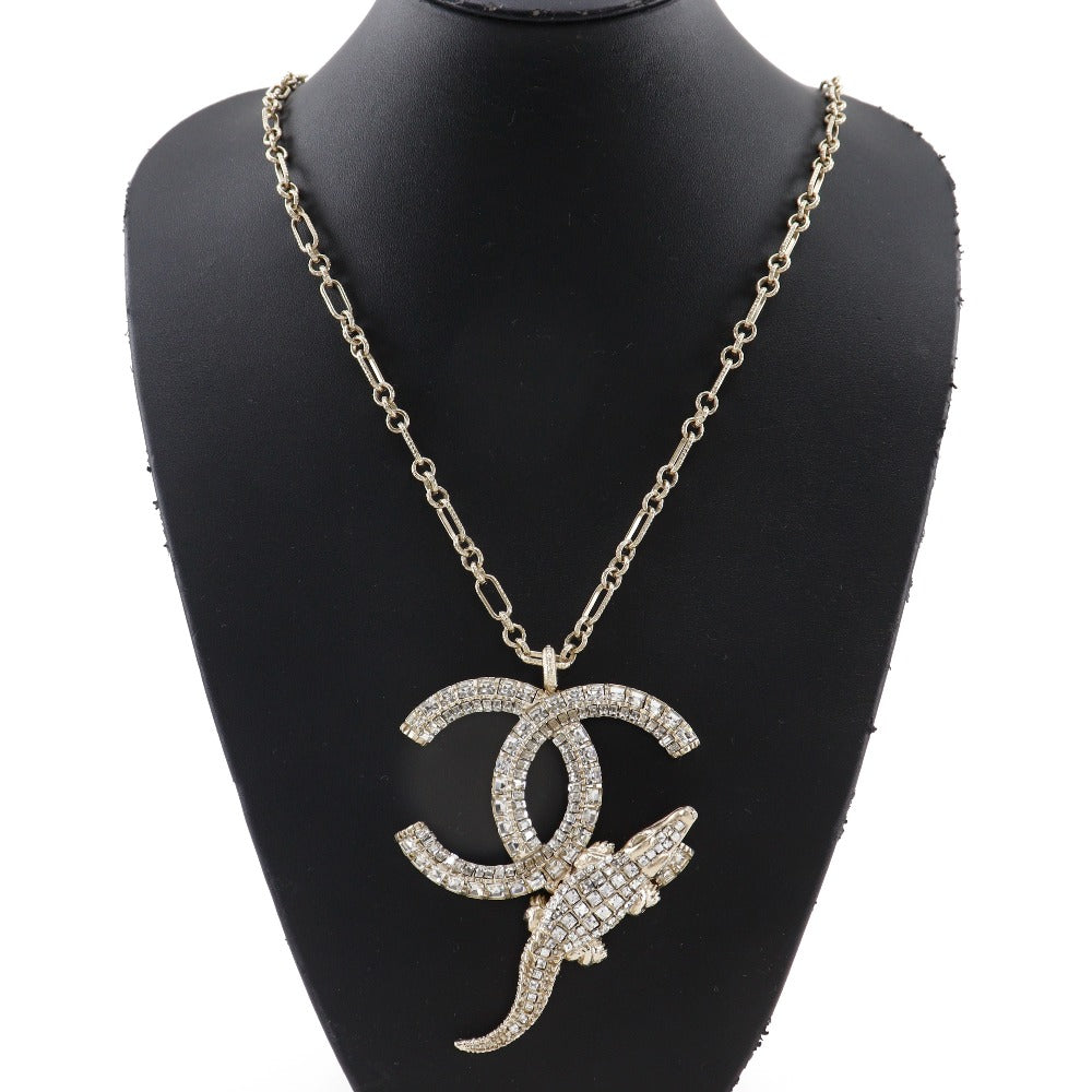 Chanel Coco Mark Crocodile Motif Necklace