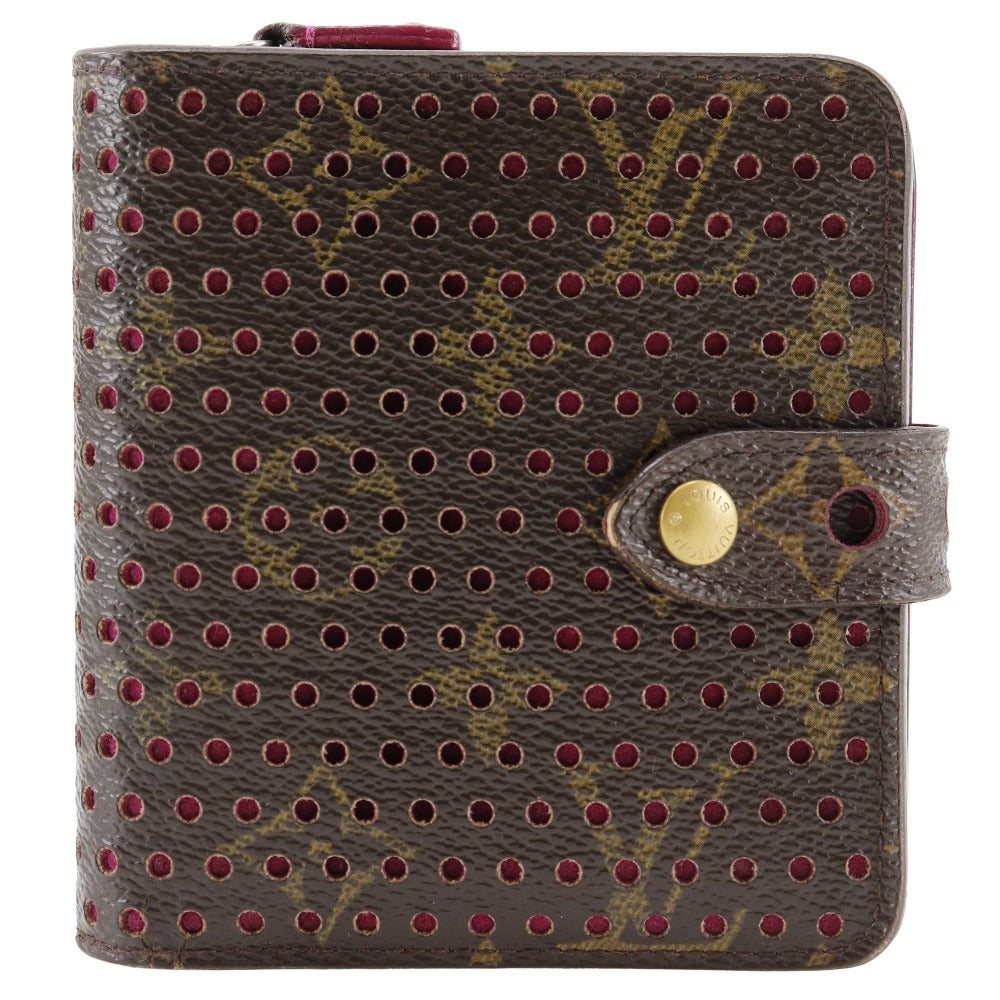 LOUIS VUITTON Bifold Wallet M95188 Monogram canvas Brown / Pink Monogram Perfo Compact zip Women  d