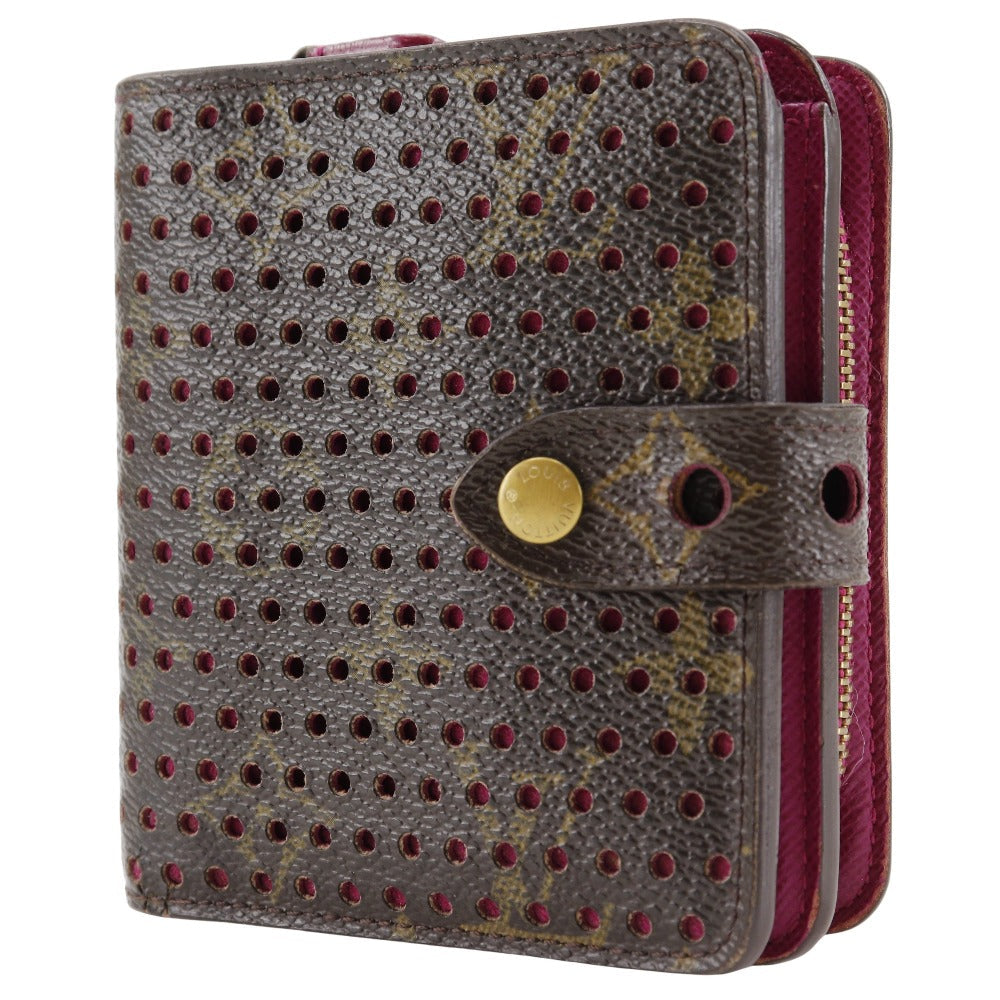 LOUIS VUITTON Bifold Wallet M95188 Monogram canvas Brown / Pink Monogram Perfo Compact zip Women  d