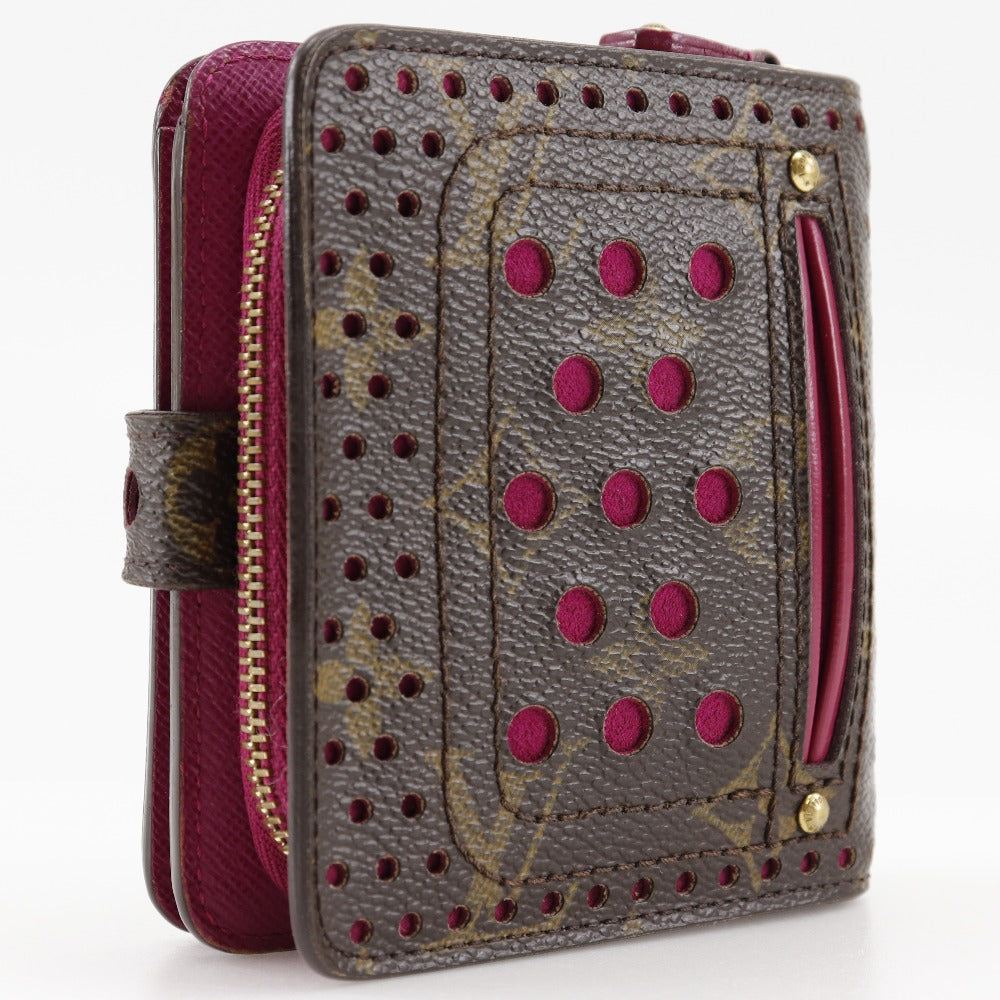 LOUIS VUITTON Bifold Wallet M95188 Monogram canvas Brown / Pink Monogram Perfo Compact zip Women  d