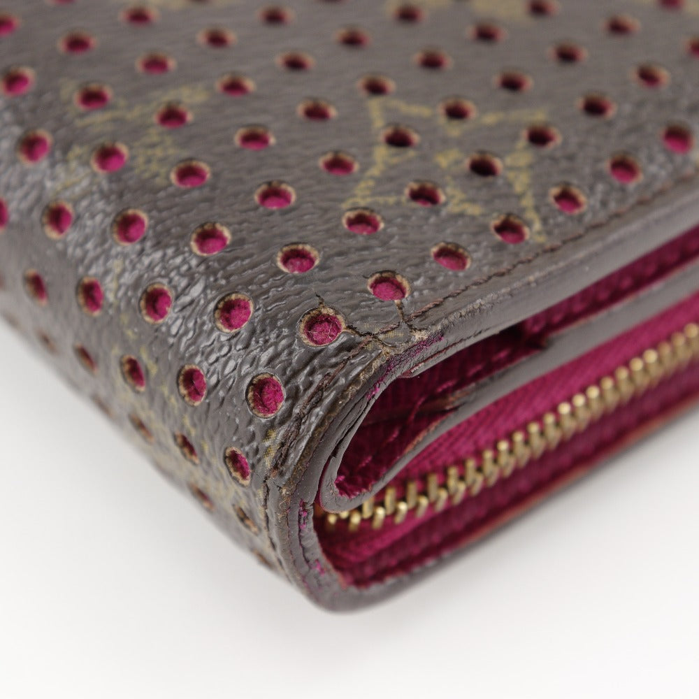 LOUIS VUITTON Bifold Wallet M95188 Monogram canvas Brown / Pink Monogram Perfo Compact zip Women  d