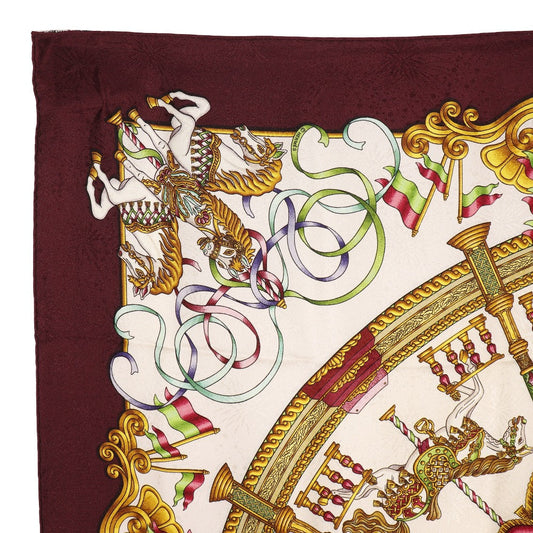 HERMES scarf silk wine-red LUNA PARK am ment park Carre90