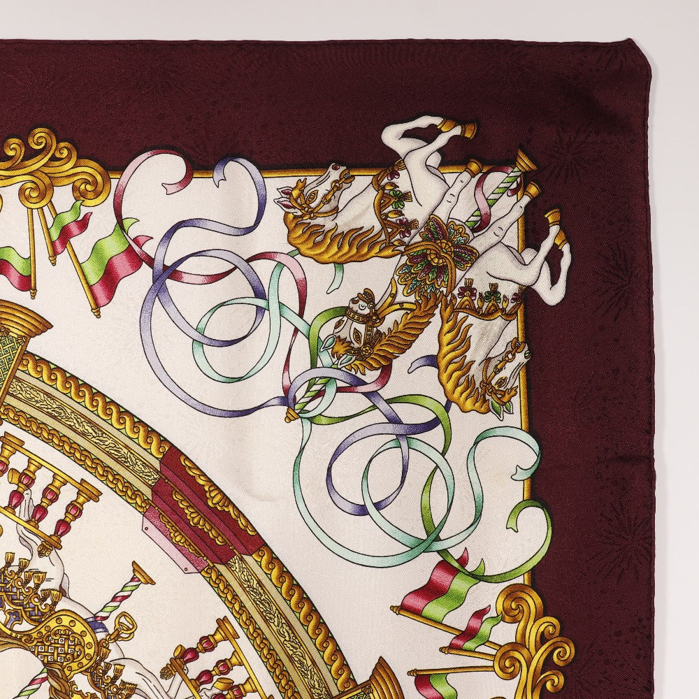 HERMES scarf silk wine-red LUNA PARK am ment park Carre90