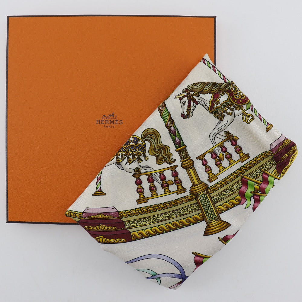 HERMES scarf silk wine-red LUNA PARK am ment park Carre90