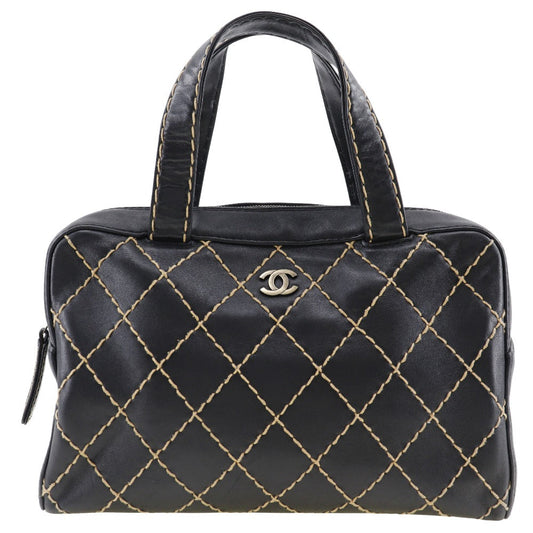 CHANEL Handbag Calfskin black COCO Mark Wild stitch Women