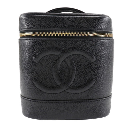 CHANEL Handbag Caviar skin black Handbag COCO Mark Vanity Women