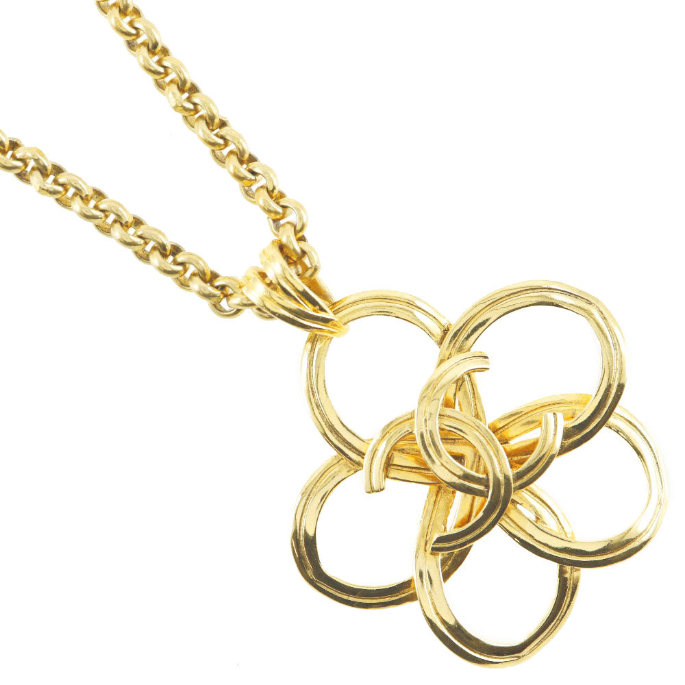 CHANEL Necklace Plated Gold gold   Turn lock COCO Mark Flower Women