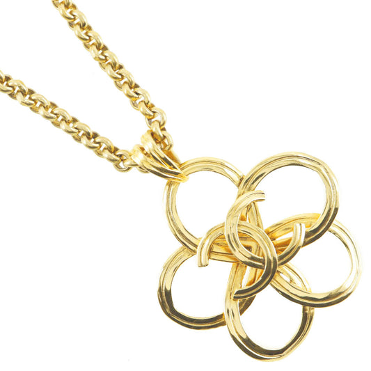 CHANEL Necklace Plated Gold gold   Turn lock COCO Mark Flower Women