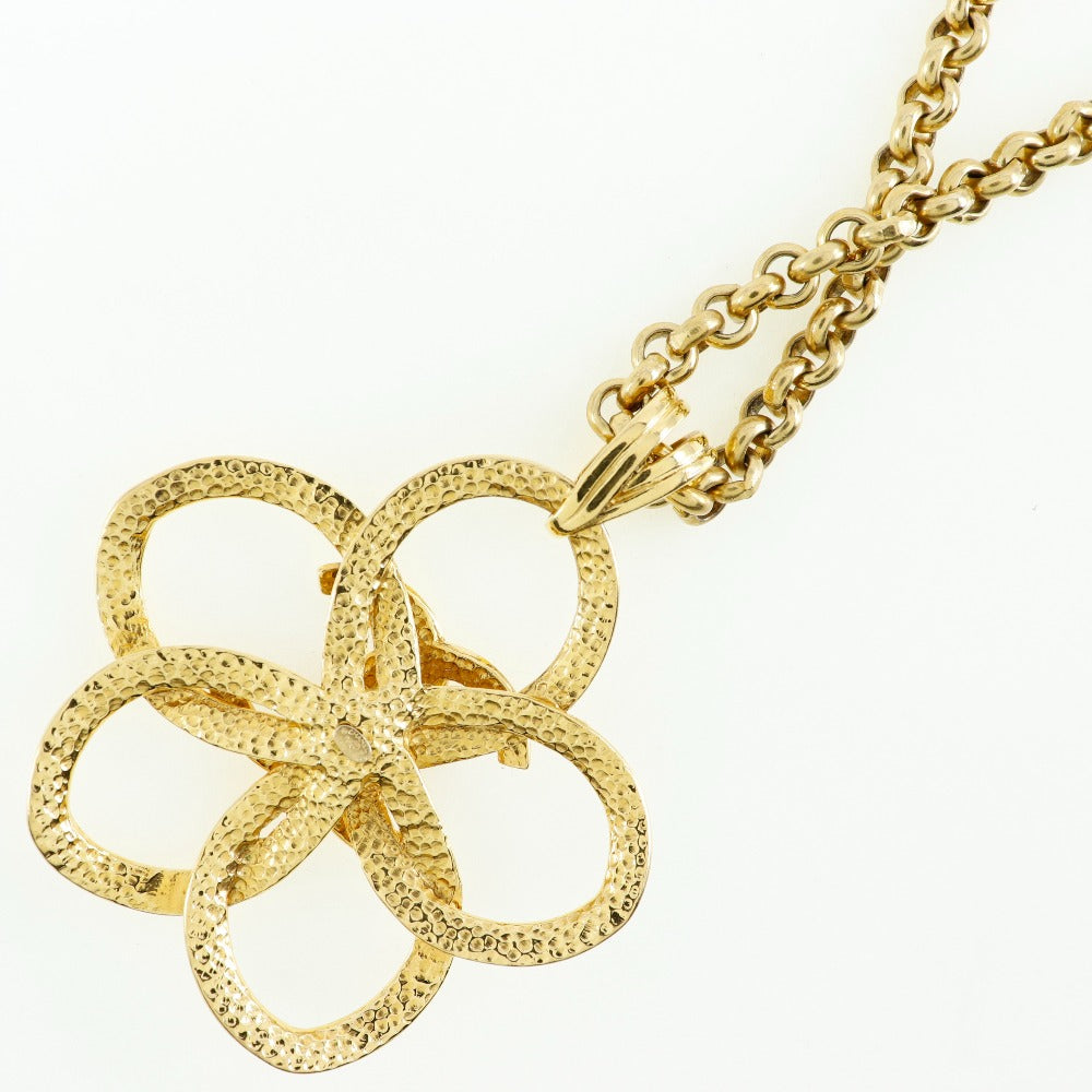 CHANEL Necklace Plated Gold gold   Turn lock COCO Mark Flower Women