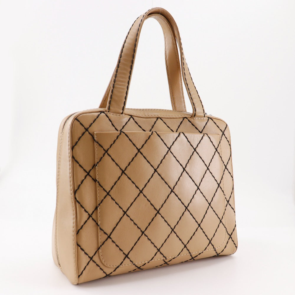 CHANEL Tote Bag A14693 Calfskin beige Wild stitch