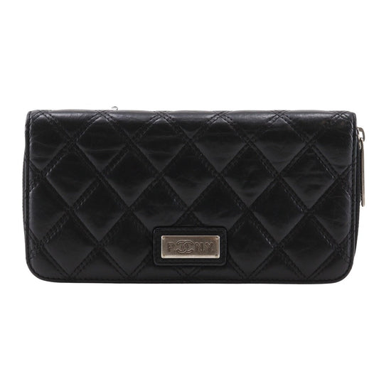 CHANEL Long Wallet Purse lambskin black Matrasse Paris New York Line