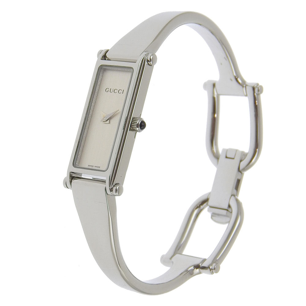 GUCCI Watches Quartz 1500L Stainless Steel Silver Bangle watch Silver dial Women