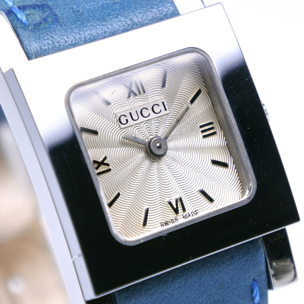 GUCCI Watches Quartz 7900P Stainless Steel , Leather Silver/light blue Silver dial Women  d