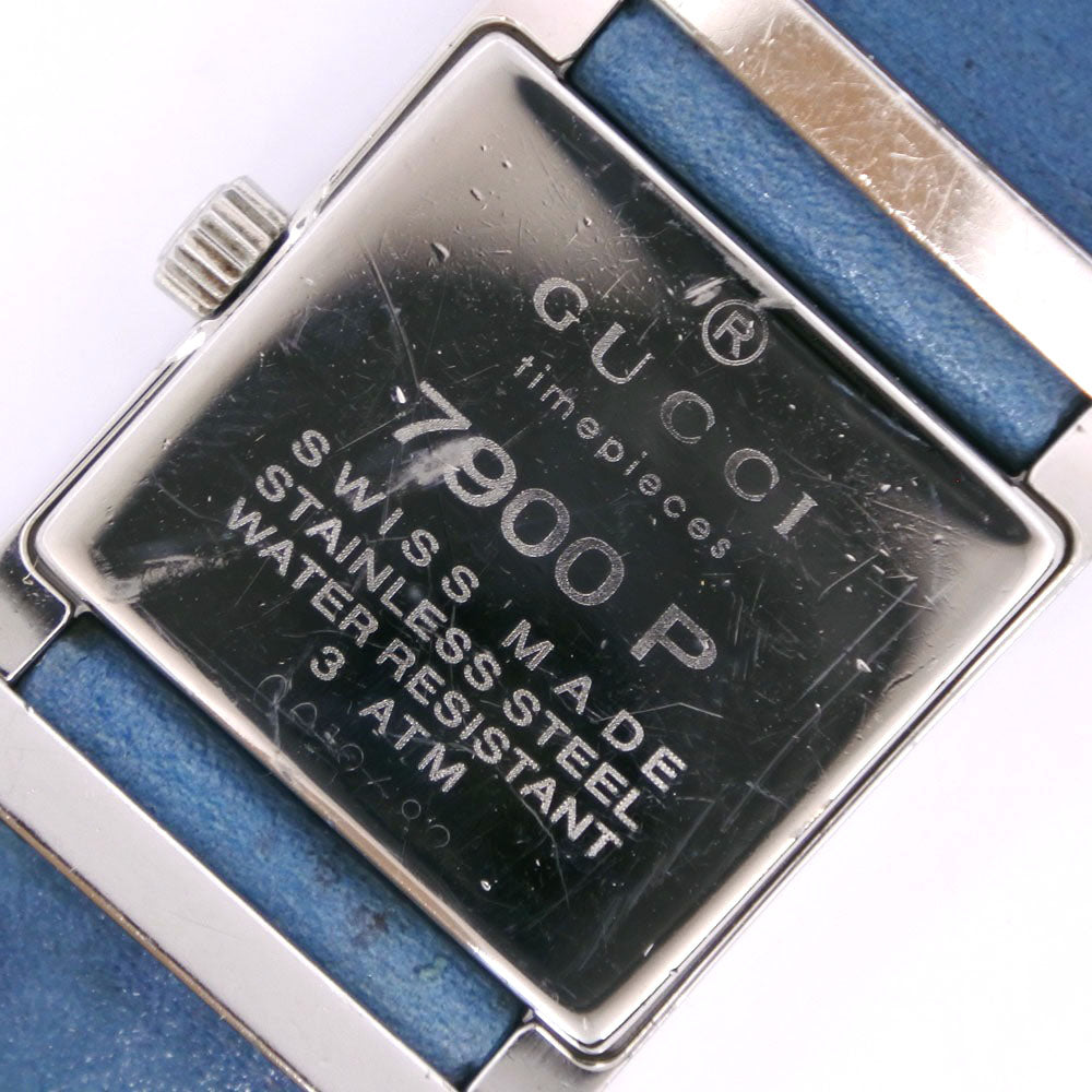 GUCCI Watches Quartz 7900P Stainless Steel , Leather Silver/light blue Silver dial Women  d