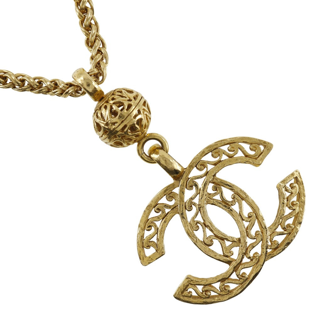 CHANEL Necklace Plated Gold gold Pendant   COCO Mark Women