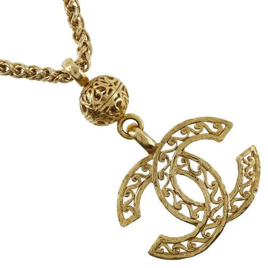 CHANEL Necklace Plated Gold gold Pendant   COCO Mark Women
