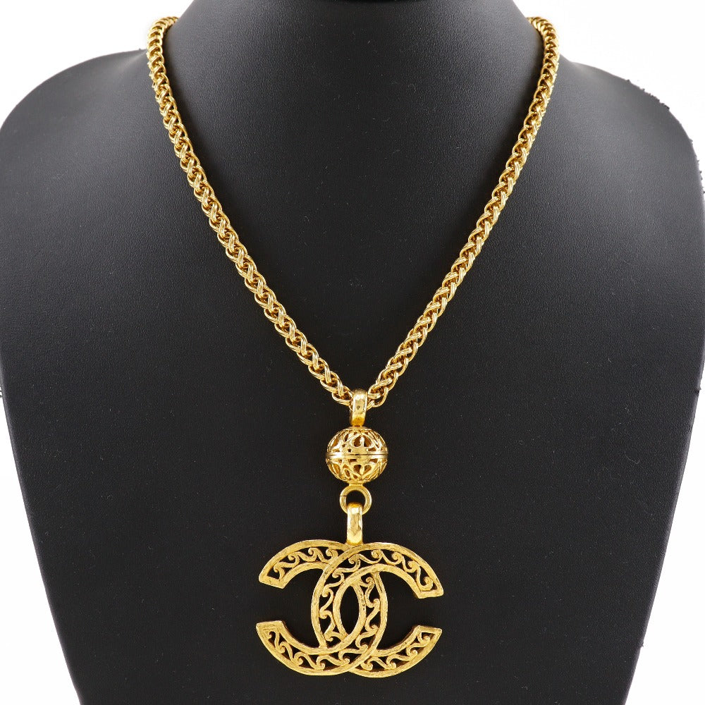 CHANEL Necklace Plated Gold gold Pendant   COCO Mark Women
