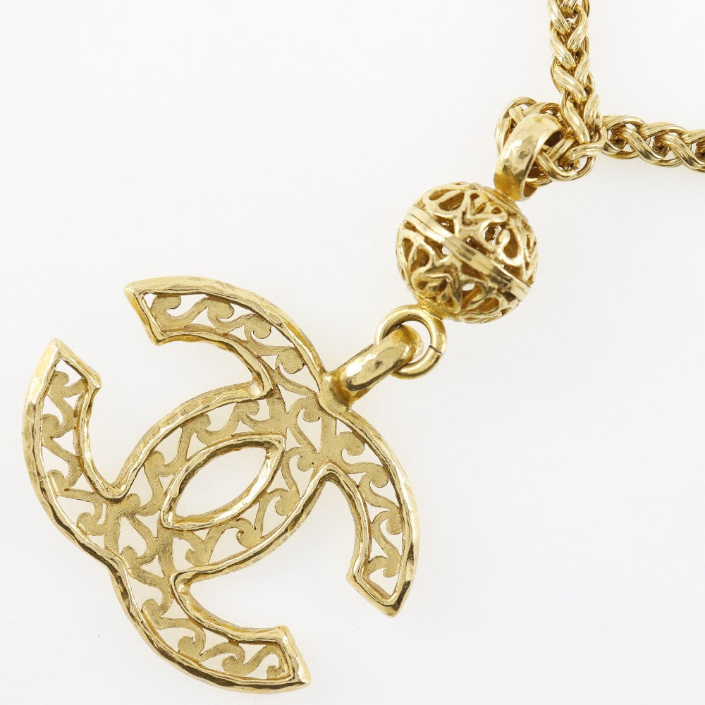 CHANEL Necklace Plated Gold gold Pendant   COCO Mark Women