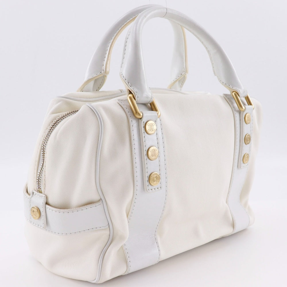 CELINE Handbag Nylon canvas, leather White 2004 Athens Olympics Limited Mini Boston Women