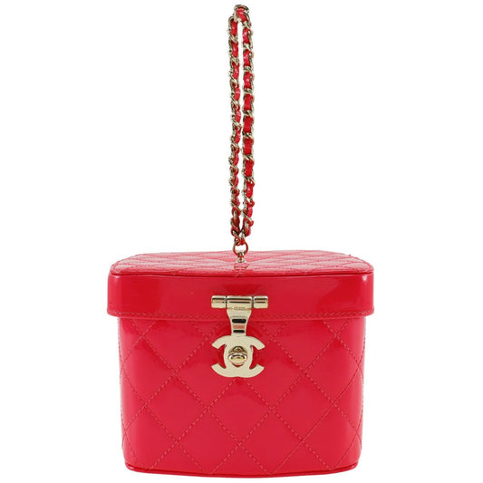 CHANEL Handbag Patent leather pink Party bag Matrasse Vanity Women