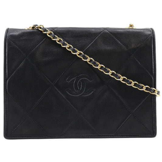 CHANEL Shoulder Bag lambskin black Matrasse Diamond stitch ChainShoulder Women