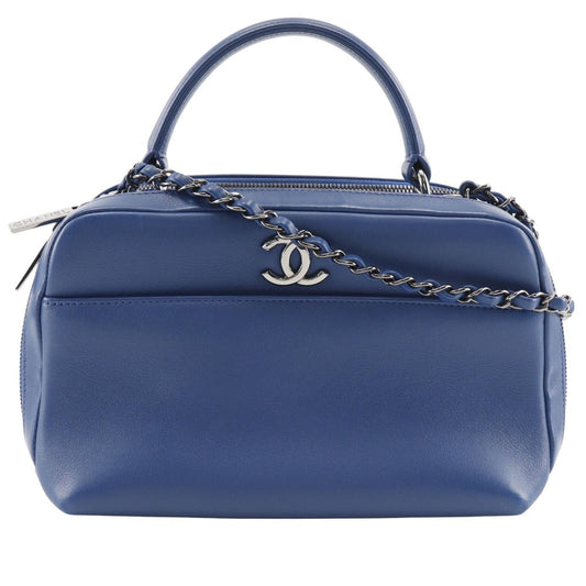 CHANEL Handbag Calfskin Blue 2WAYShoulder Trendy Bowling Bag Women