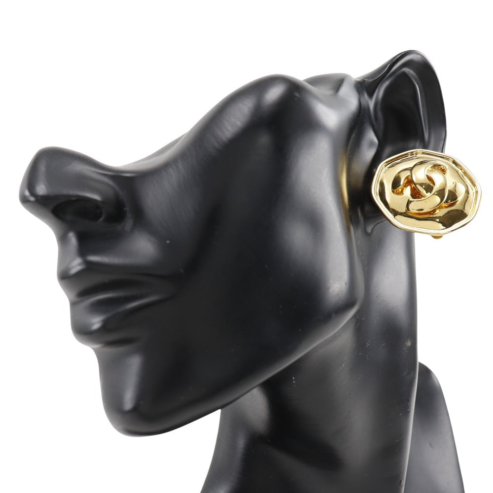 CHANEL Earring Plated Gold gold   COCO Mark Women