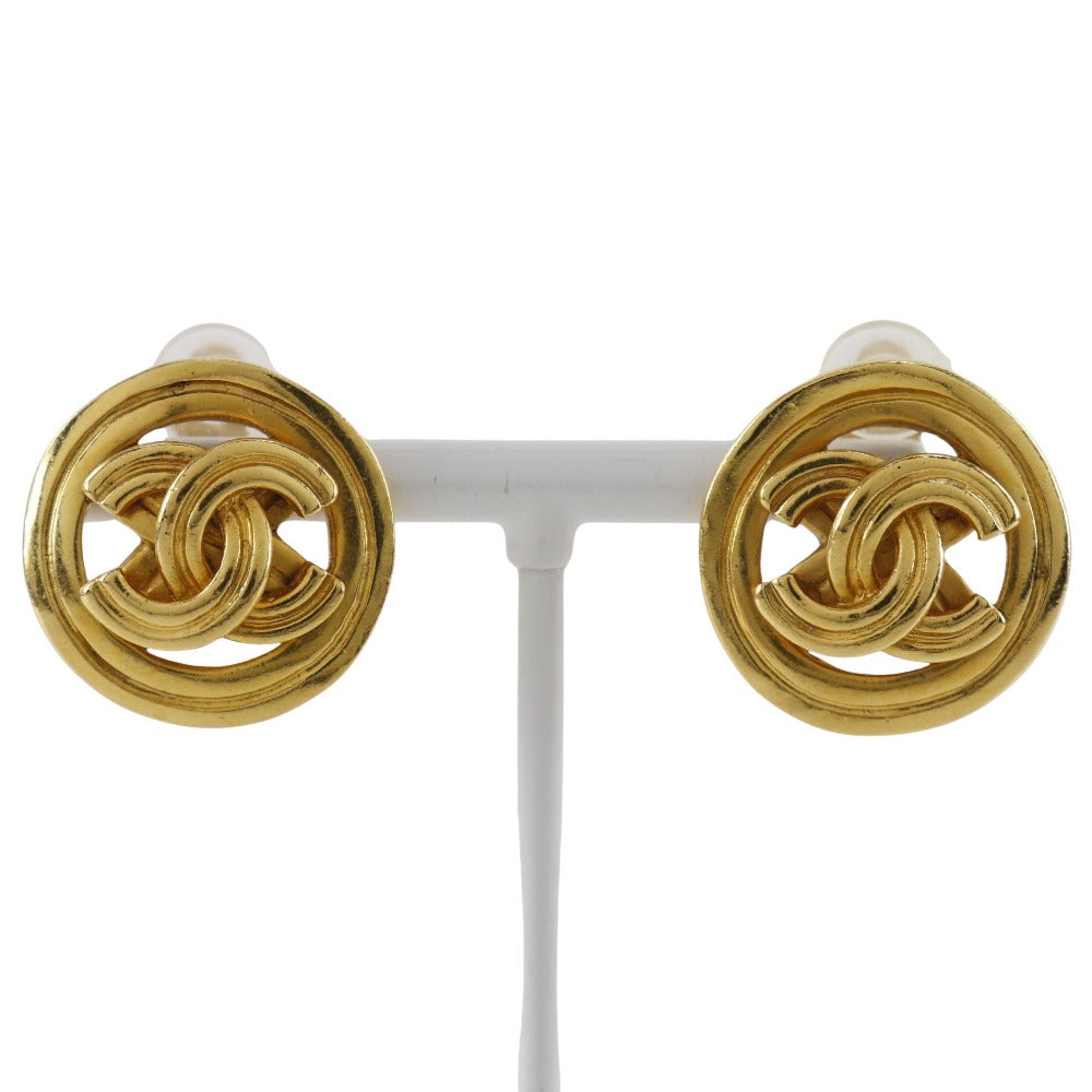 CHANEL Earring Plated Gold gold   COCO Mark Women