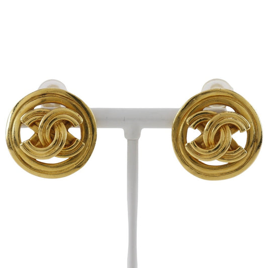 CHANEL Earring Plated Gold gold   COCO Mark Women