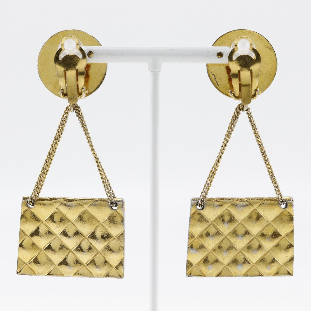 CHANEL Earring Plated Gold gold   COCO Mark Matelasse bag motif Women