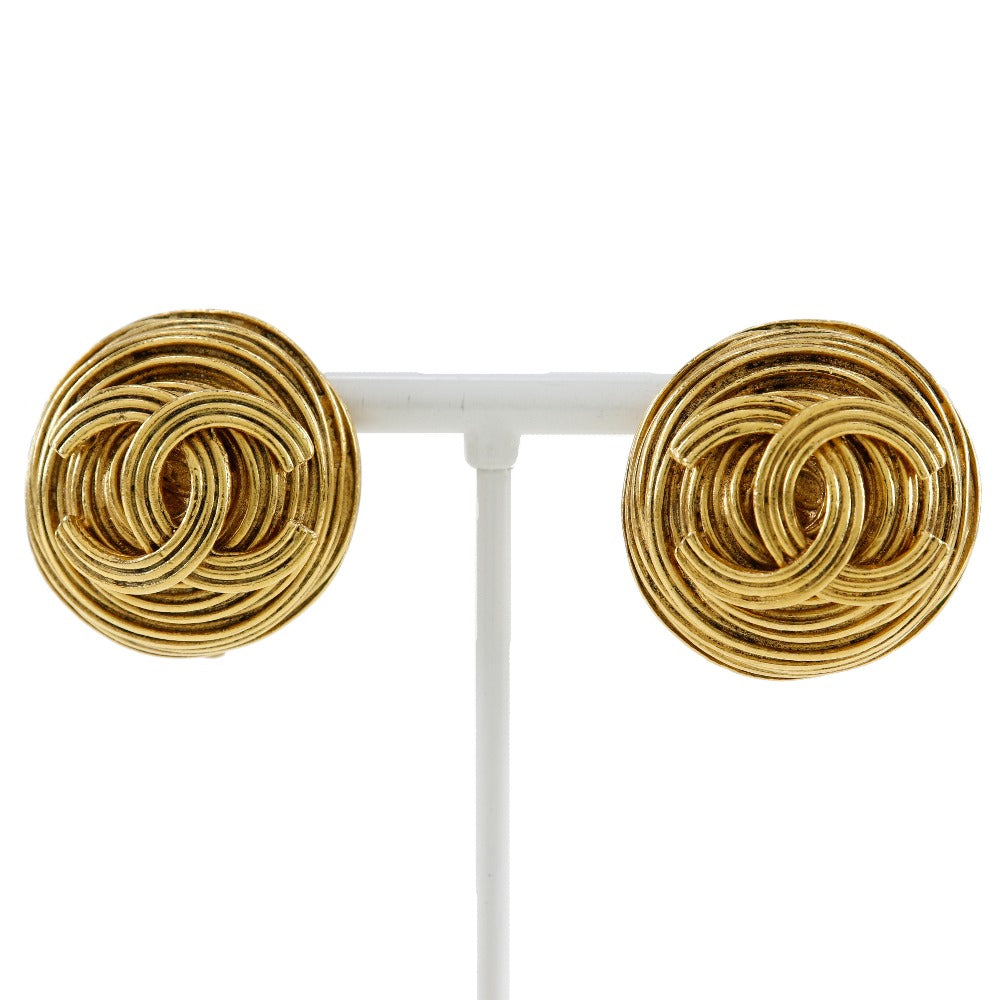 CHANEL Earring Plated Gold gold   COCO Mark Women