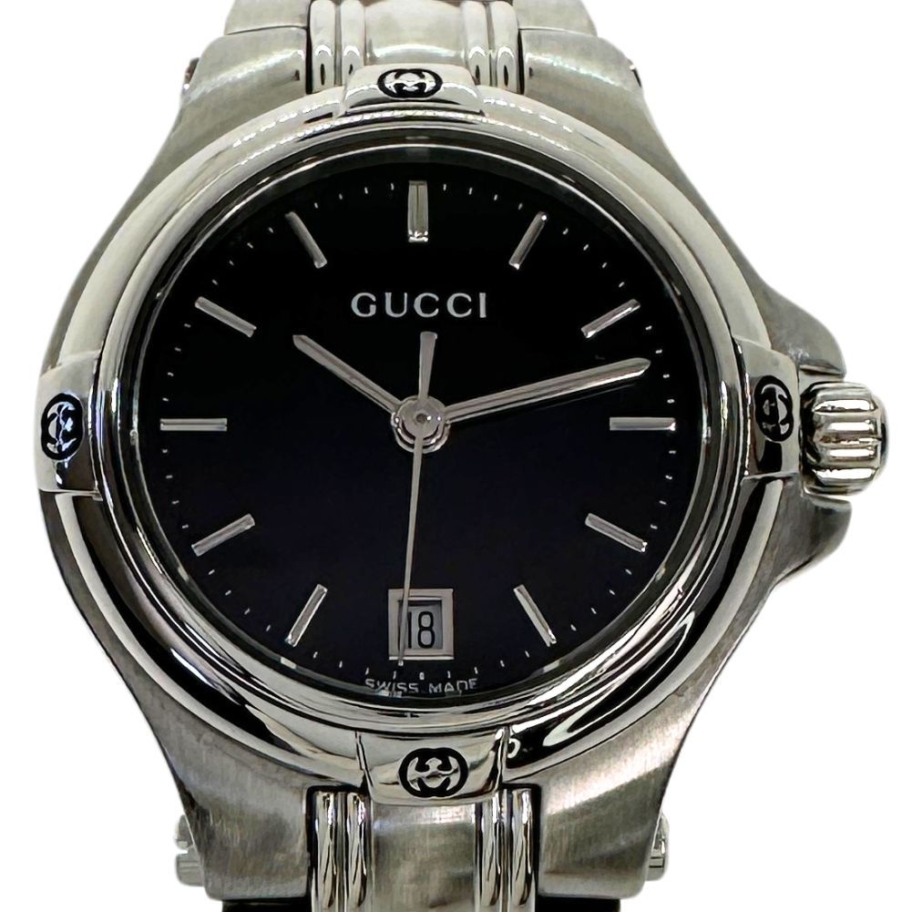 GUCCI Watches Quartz 9040L Stainless Steel Silver black dial Women  d