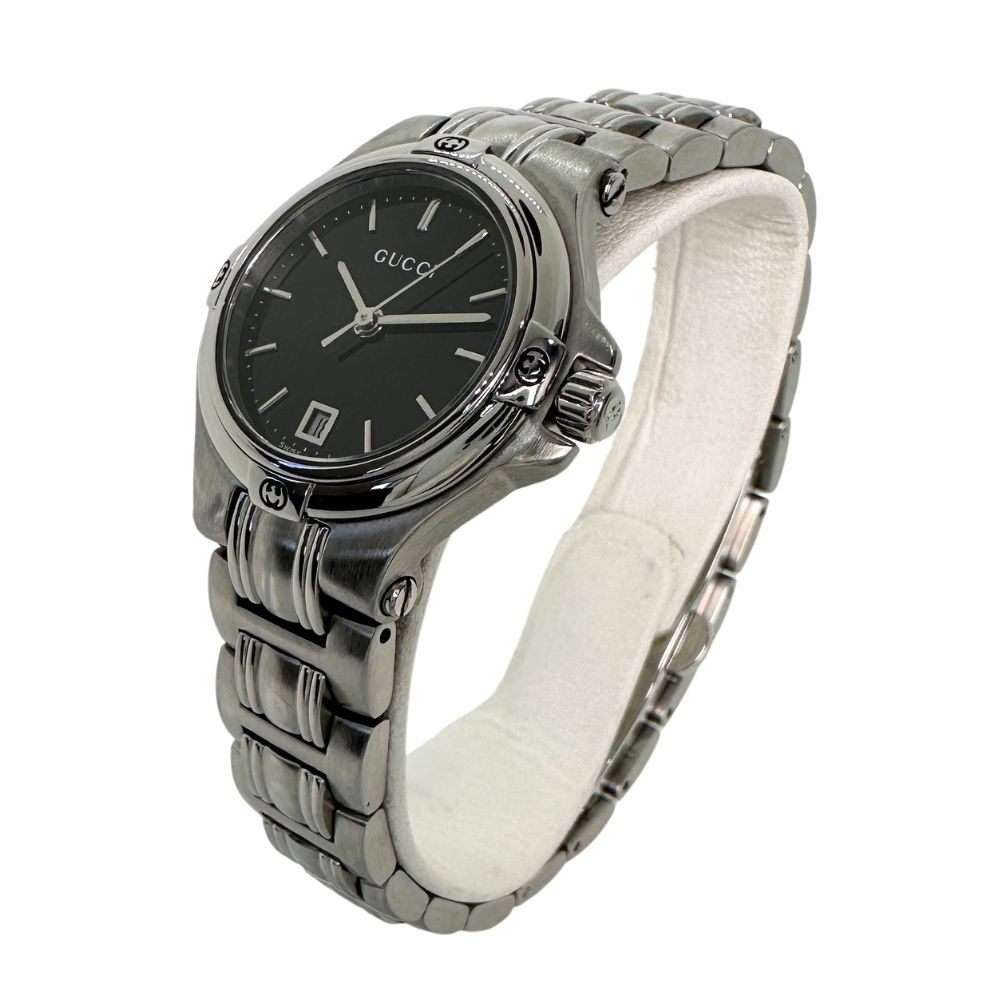 GUCCI Watches Quartz 9040L Stainless Steel Silver black dial Women  d