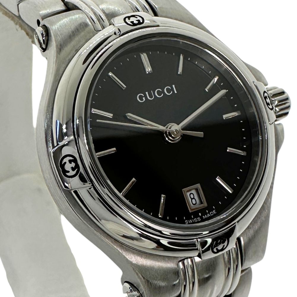 GUCCI Watches Quartz 9040L Stainless Steel Silver black dial Women